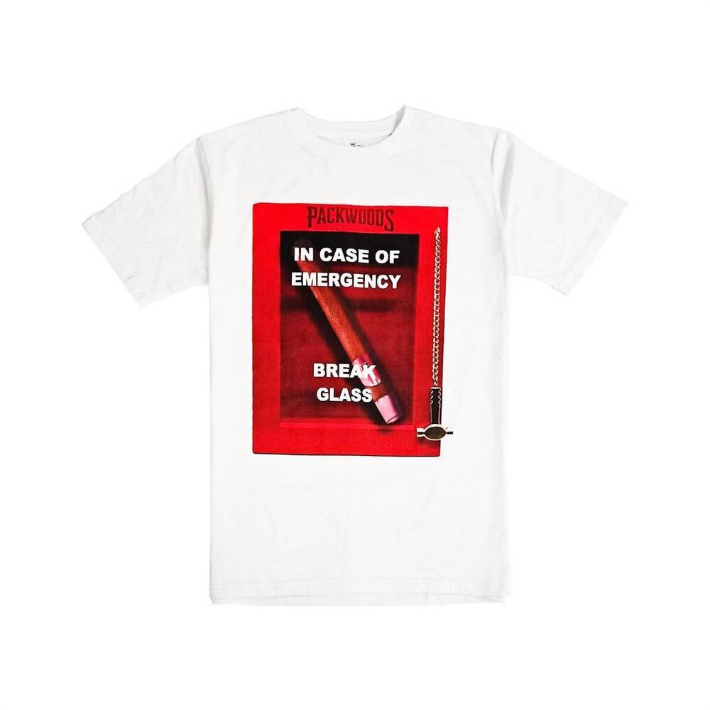 NEW RAWYALTY men's in case of emergency tee in white